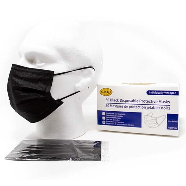 Individually Wrapped Black Face Mask Box