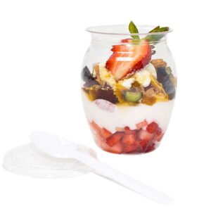 Plastic dessert jar with lid