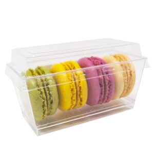Solid Plastic Transparent Macaron Container With Lid 4 Pack