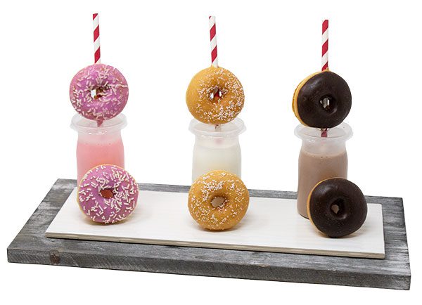 mini donuts on frosted cups chocolate strawberry and vanilla donuts filled fine frozen pastries products