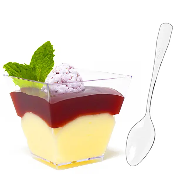 square plastic mini dessert cup mini pyramid dessert cup with spoon