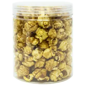 Candy Popcorn in Clear Plastic Mason Jar with Clear Plastic Lid