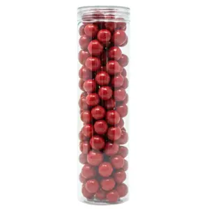Clear Candy Tube Plastic Mason Jar with True Clear Lid and Red Candied Nuts