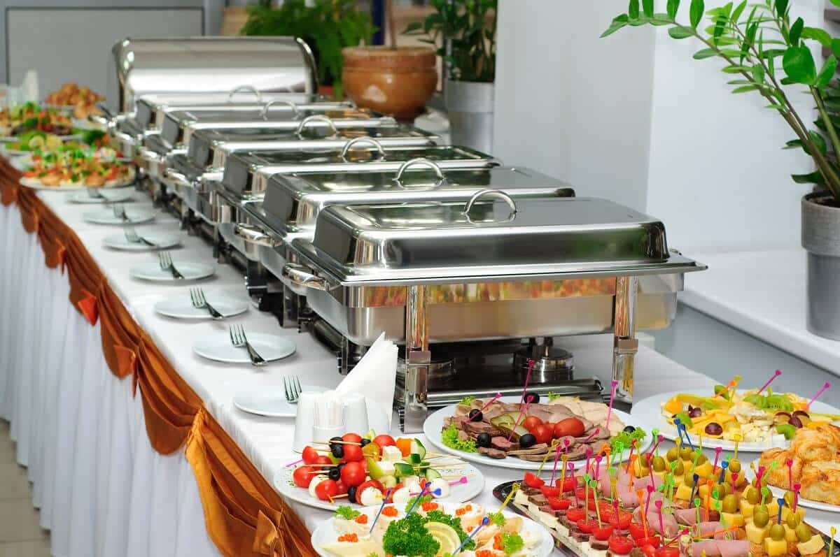 Chafing dishes used for keeping food warm