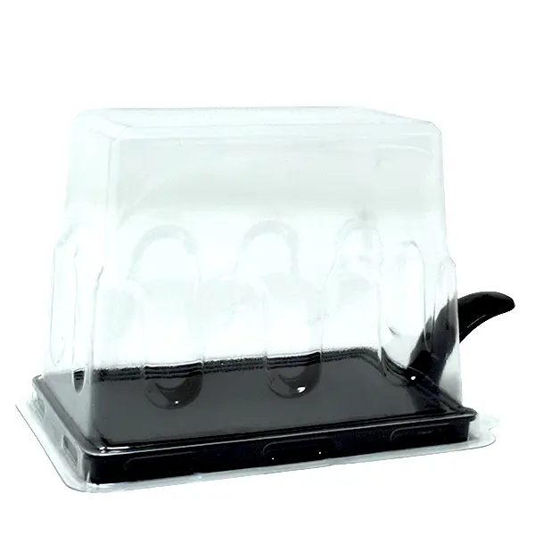 4'' Black plastic plate with clear lid