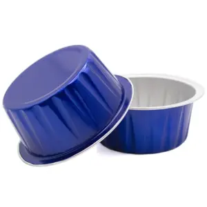 blue Bakeable aluminum cup 2oz baking cup for desserts and appetizers