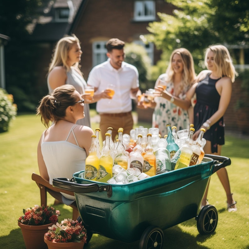 people at a party enjoying chilled drinks