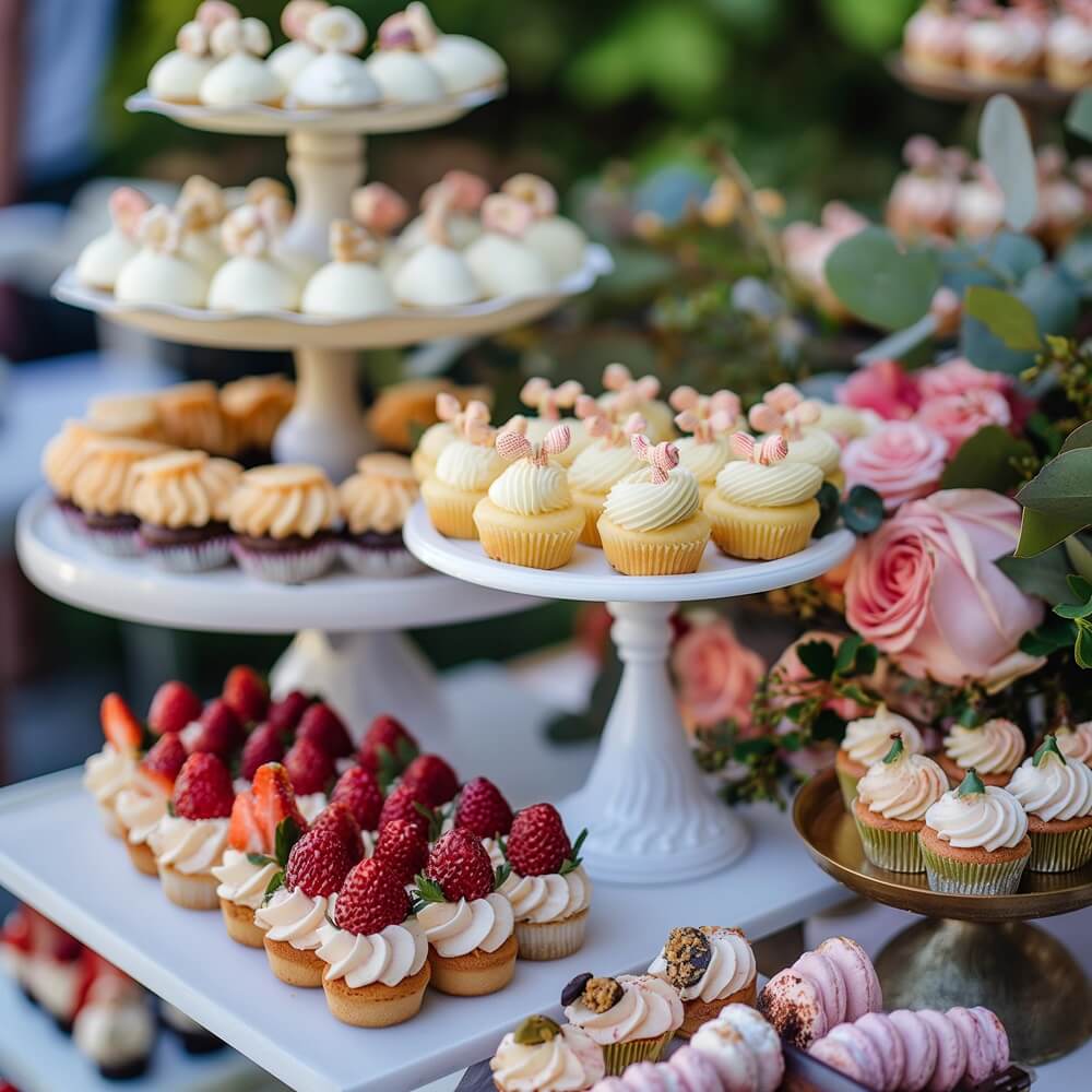 mini desserts on a wedding table